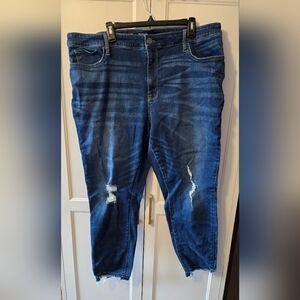 a.n.a Dark Blue Distressed High Rise Jeggings Size 22W